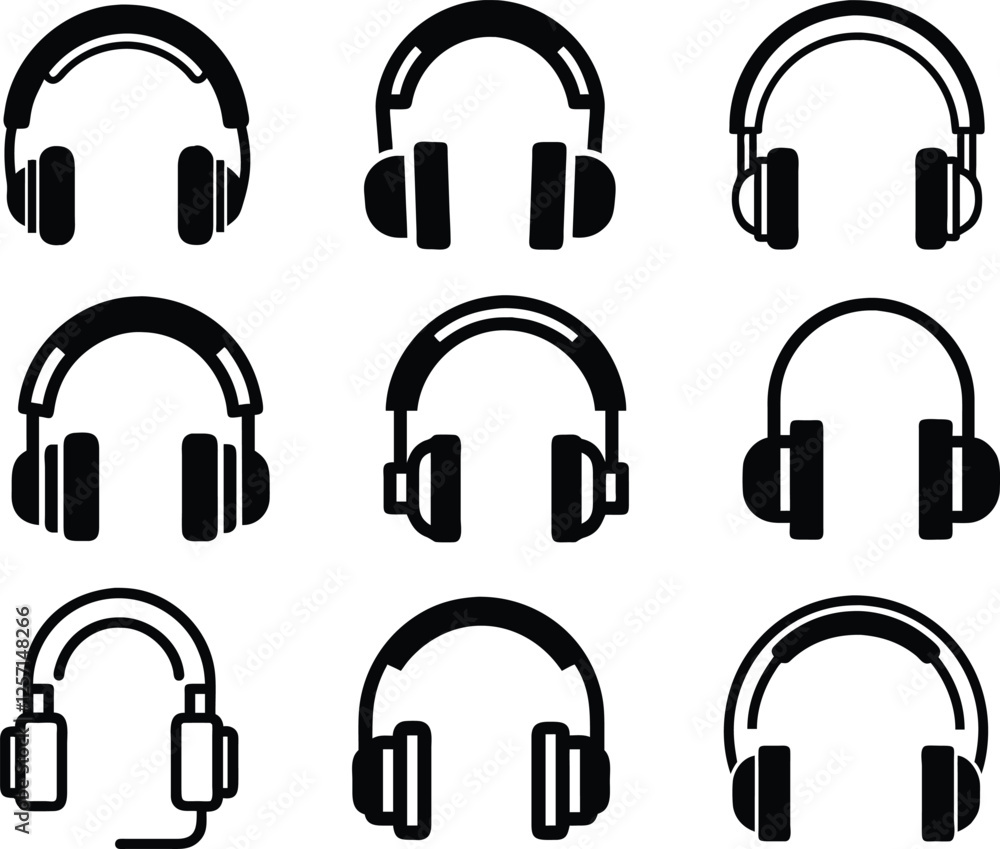 Headphone icon set. Vector illustration. Headphone icon set. Vector illustration.