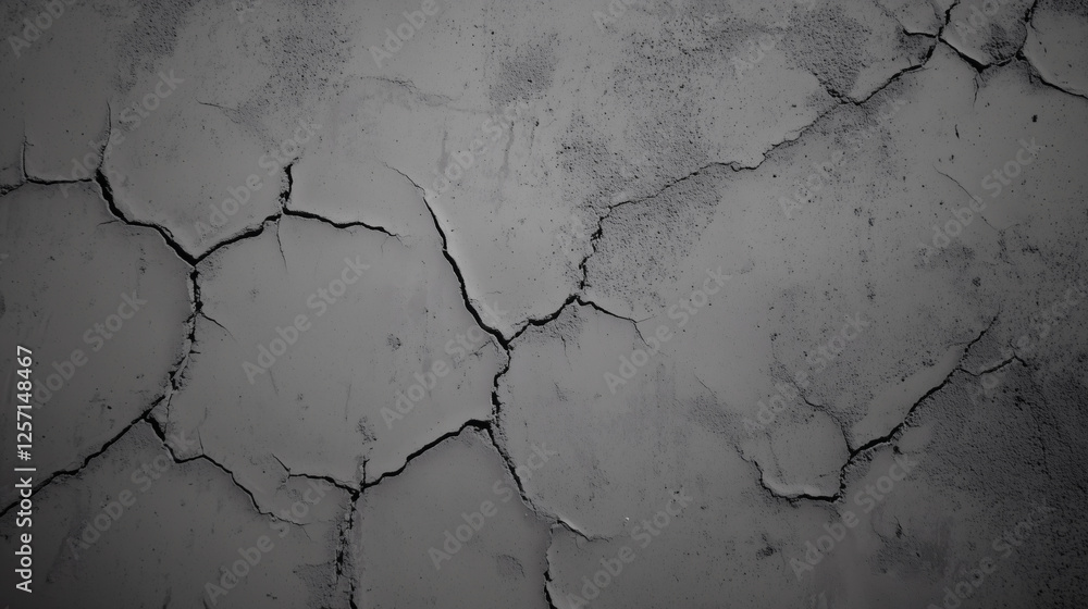 Obraz premium A dark, cracked concrete surface with deep fissures and rough texture, perfect for edgy designs