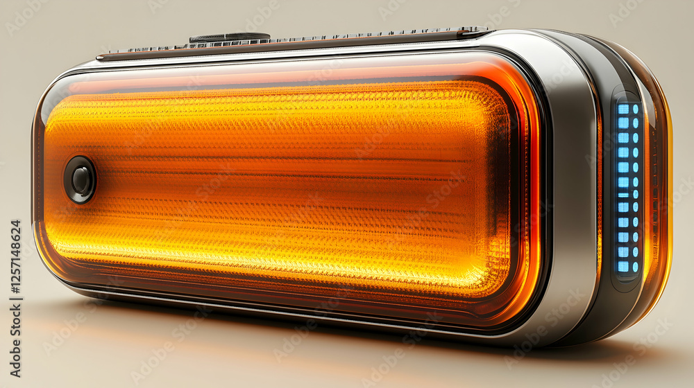3D Illustration, Orange Light Device, Futuristic Technology, Gadget Design 3D Illustration, Orange Light Device, Futuristic Technology, Gadget Design