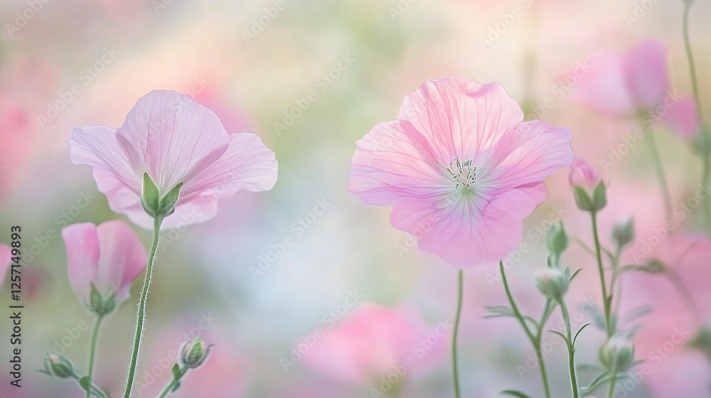 Delicate Pink Flowers on Soft Pastel Background for Serenity Delicate Pink Flowers on Soft Pastel Background for Serenity