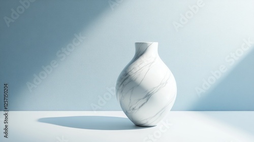 Marble Vase on Light Blue Background photo