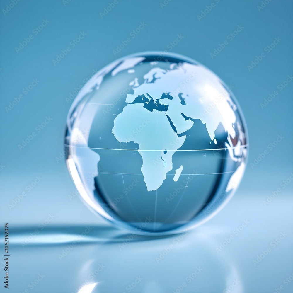 Fototapeta premium Glass globe, world map, transparent sphere, earth model