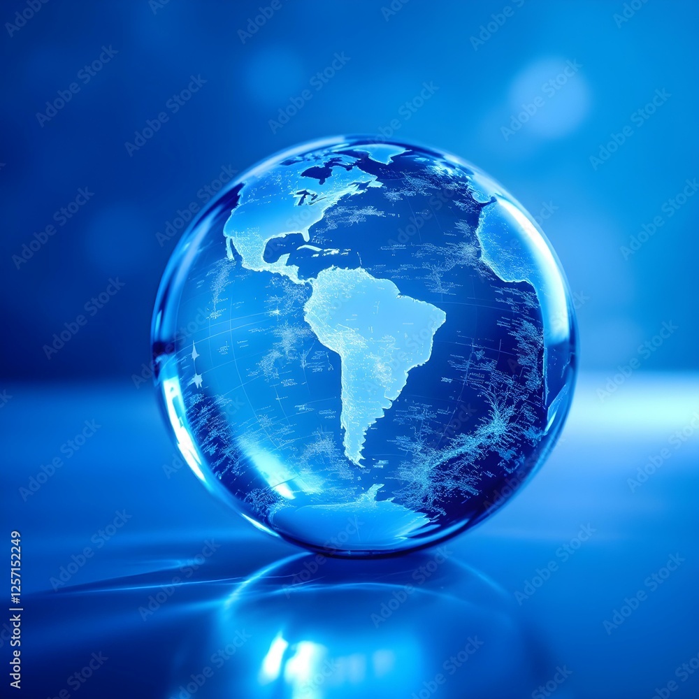 Glass globe, world map, transparent sphere, earth model Glass globe, world map, transparent sphere, earth model