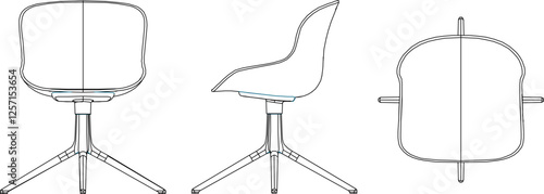 silhouette vector sketch illustration of office work chair detail design with modern design 