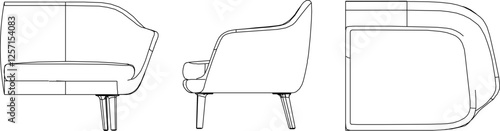 silhouette vector sketch illustration of modern lounge chair detail design for home terrace