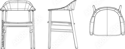silhouette vector sketch illustration of modern dining chair detail design for relaxing in cafe and restaurant and bar 