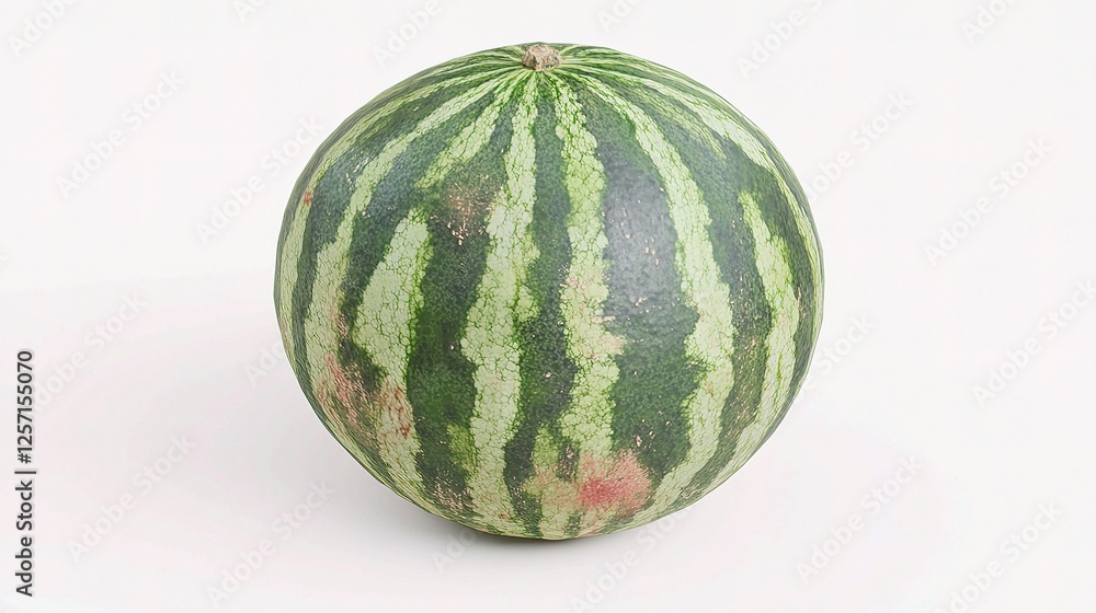 Whole Watermelon Isolated on White Background with Stripes Whole Watermelon Isolated on White Background with Stripes