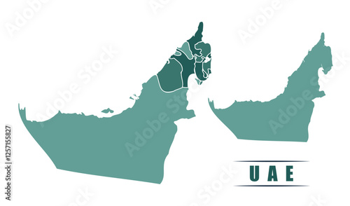 United Arab Emirates simple flat political map with states border