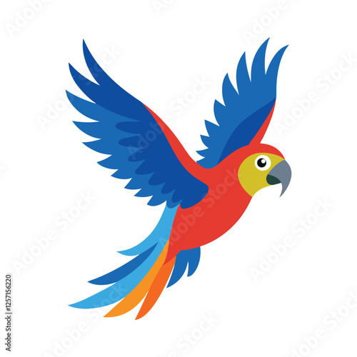 Colorful parrot in flying vector illustration 