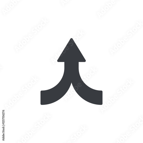 Two arrows converging into one vector icon