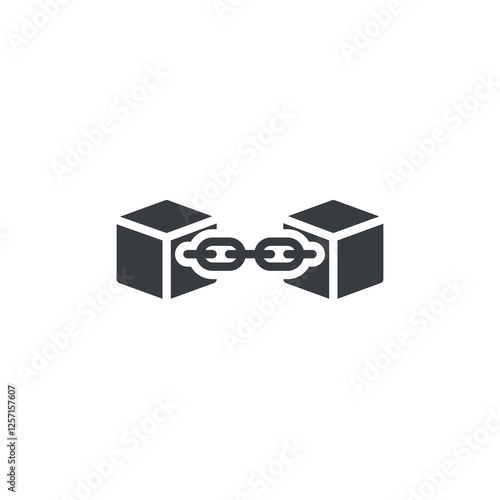 A chain link with digital blocks vector icon