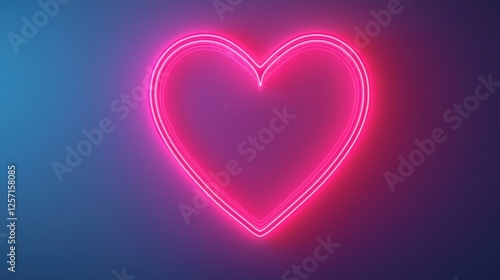 Wallpaper Mural A glowing pink neon heart symbol against a gradient blue background, representing love and affection in a modern, vibrant style. Torontodigital.ca