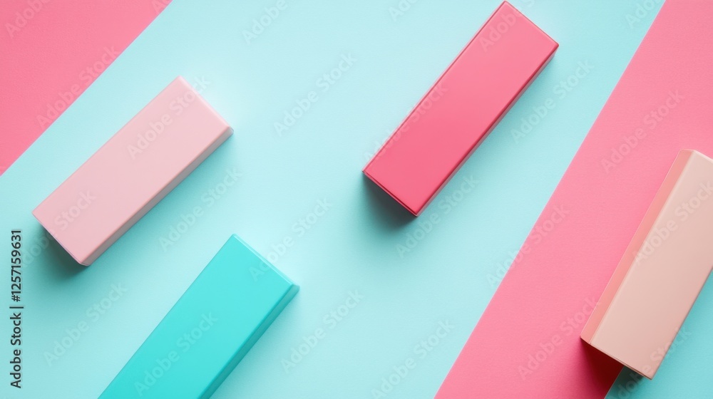 Pastel Colored Rectangles on a Blue and Pink Background Pastel Colored Rectangles on a Blue and Pink Background