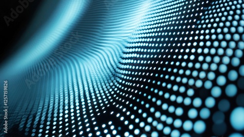 Abstract light grid forming a flowing, elegant wave pattern