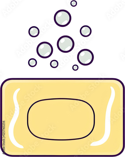 Minimalist Soap Bar with Bubbles on a Transparent Background