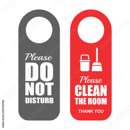 Do Not Disturb and Clean The Room Door Hanger Signs, Hotel Room Door Hanger With different Colors on the Front and Back Grey and Dark Red