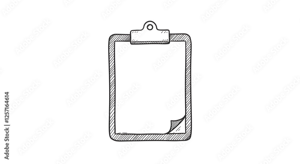Clipboard Sketch with Blank Paper and Curled Corner Ready for Notes Clipboard Sketch with Blank Paper and Curled Corner Ready for Notes