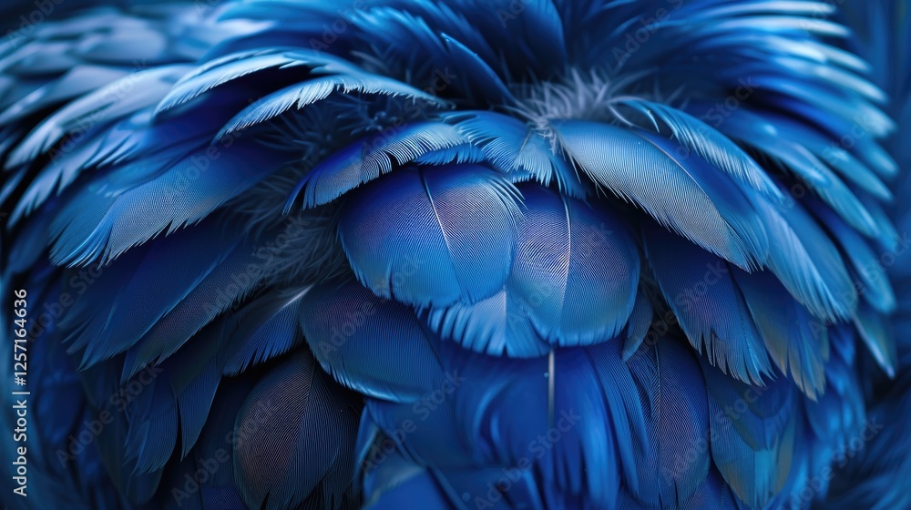 Fototapeta premium Vivid Blue Bird Feathers Close Up Texture background