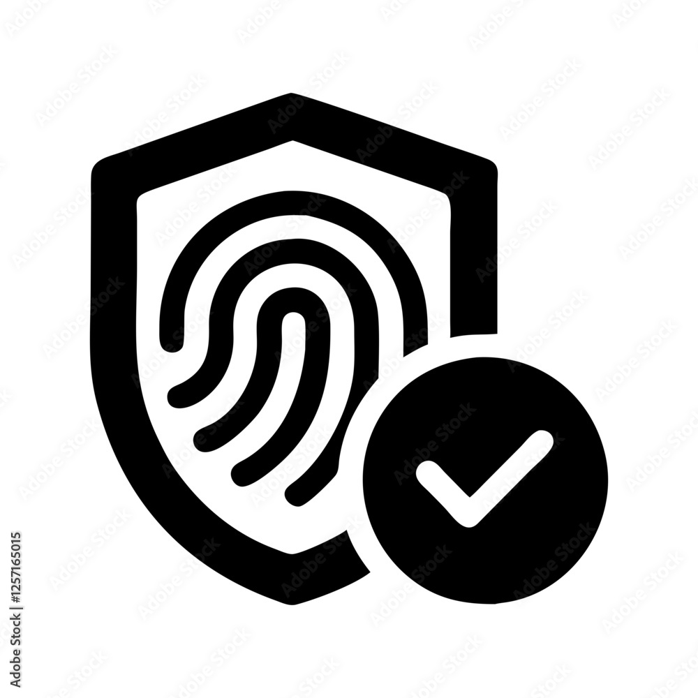 Secure Shield and Fingerprint Authentication Vector Icon Secure Shield and Fingerprint Authentication Vector Icon