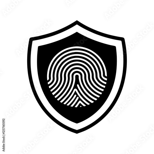 Secure Shield and Fingerprint Authentication Vector Icon