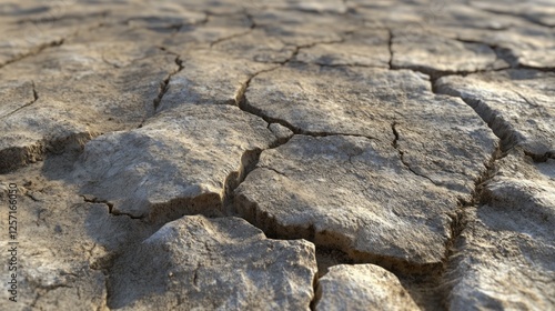 Dry cracked earth illustrates drought conditions and environmental impacts photo