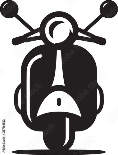 scooter front view logo clip art silhouette design vector art illustration