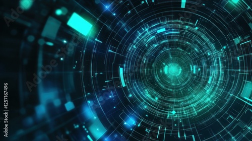 Wallpaper Mural An abstract depiction of a glowing circular technological interface Torontodigital.ca