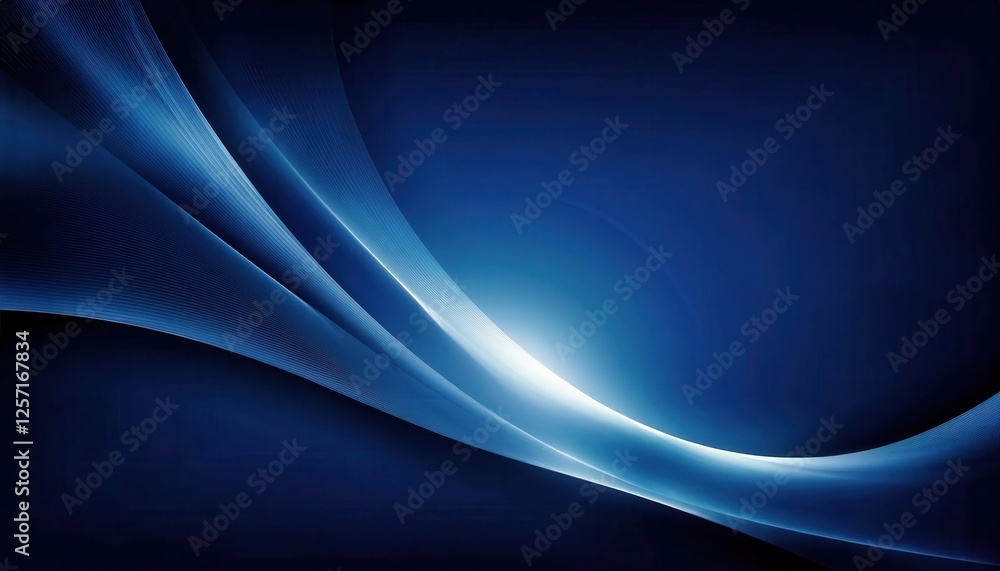 Naklejka premium smooth blue wave design with glowing light accent on dark background for modern digital backdrop or abstract presentation
