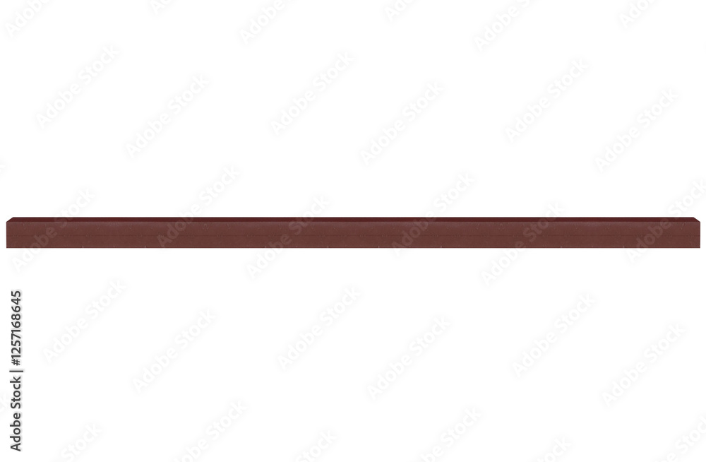 3D top view horizontal metal beam painted with brown paint. On isolated transparent background. 3D top view horizontal metal beam painted with brown paint. On isolated transparent background.