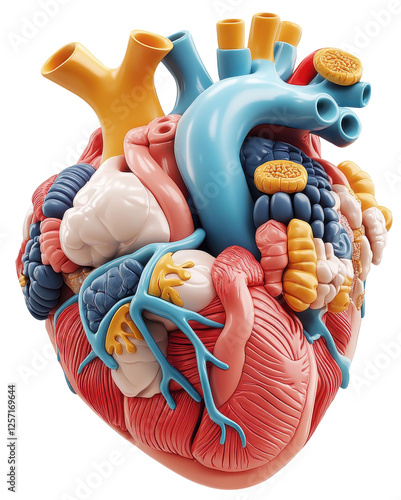 Colorful 3D Model of Human Heart.