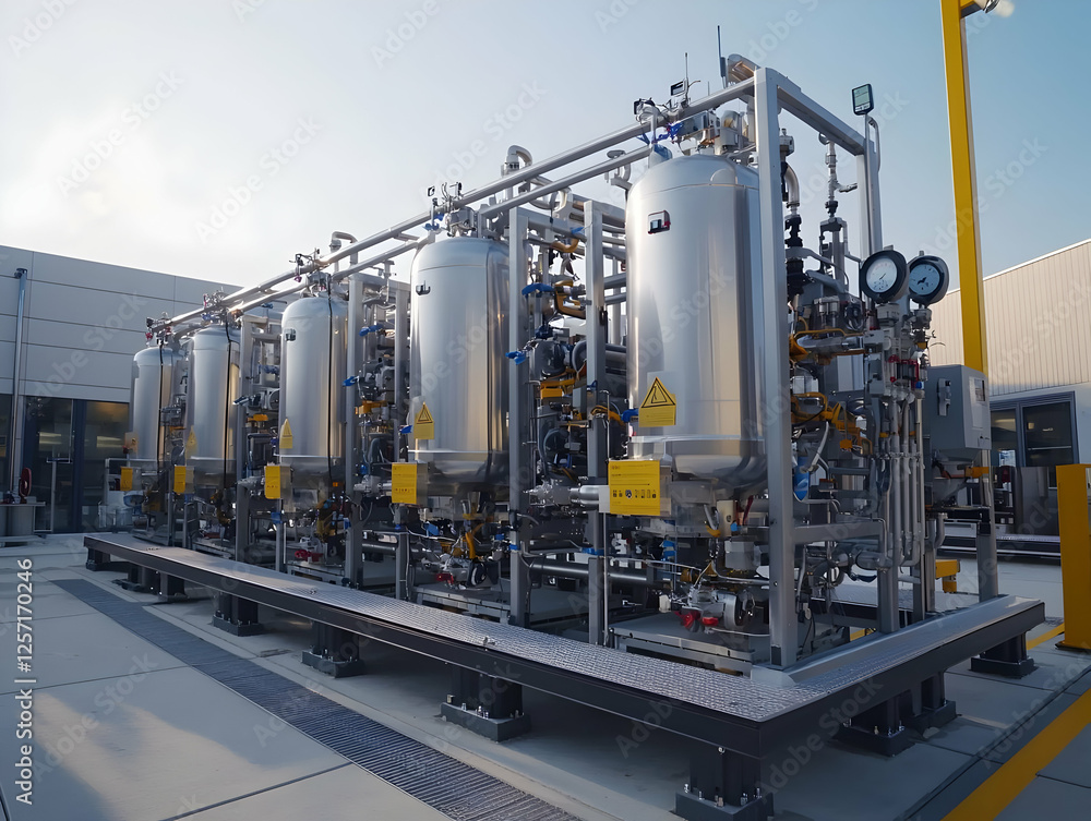 Industrial filtration system outside building Industrial filtration system outside building