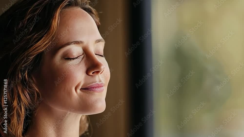 Calm Woman Embracing Tranquility and Peaceful Relaxation Moments Calm Woman Embracing Tranquility and Peaceful Relaxation Moments