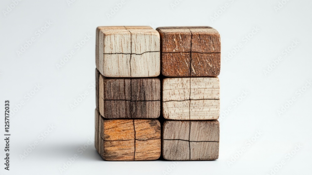 large cube made of wooden cubes. wood cube block with growth according large cube made of wooden cubes. wood cube block with growth according