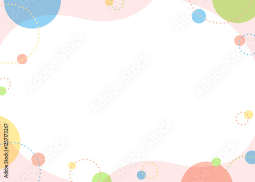 曲線と円形オブジェクトの背景フレーム、ポップなデザイン