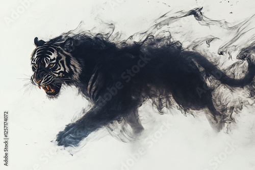 Wallpaper Mural A majestic tiger dissolving into dark smoky swirls Torontodigital.ca