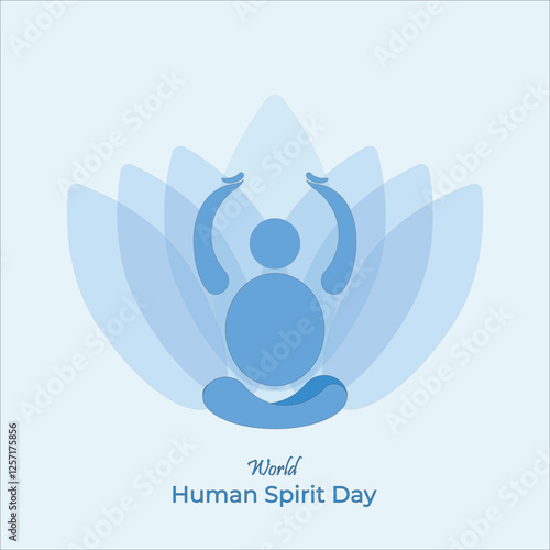 World Human Spirit Day. February 17. Meditation, yoga, mindful and peace concept design.