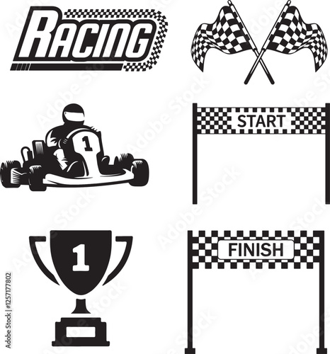 Printable vector illustration of car racing icon