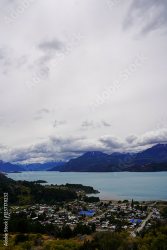 View of Puerto Río Tranquilo and General Carrera Lake, Patagonia, Chile photo