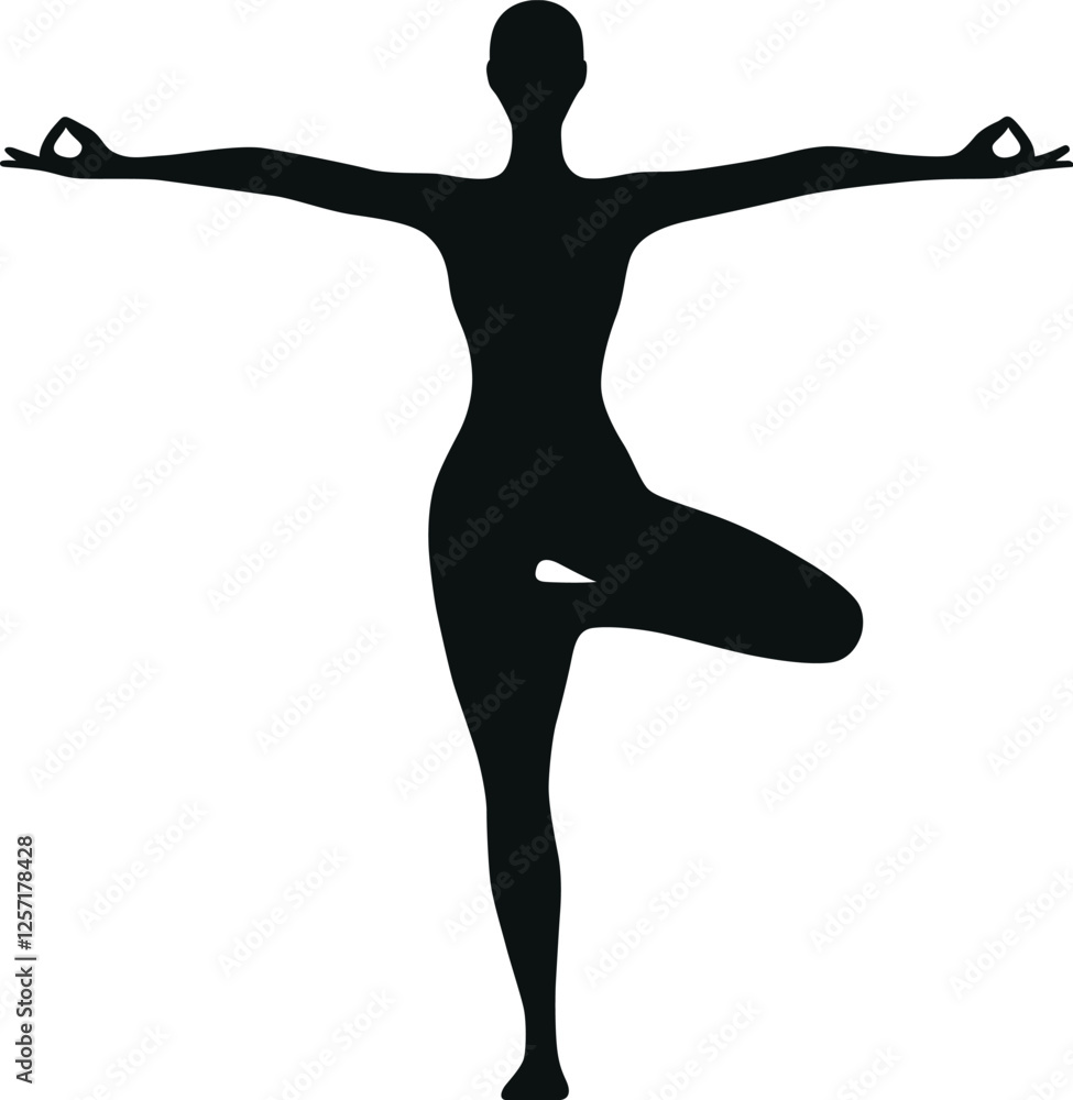 Fototapeta premium Silhouette Meditation/Yoga Poses Vector Illustration Transparent Background