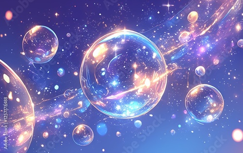 Wallpaper Mural Abstract cosmic glowing orbs background. Featuring cosmic glowing orbs with bright colors. Emphasizing depth and luminous points. Ideal for space and artistic themes. Torontodigital.ca