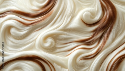 Elegant swirling patterns on smooth cream-and-brown fur.