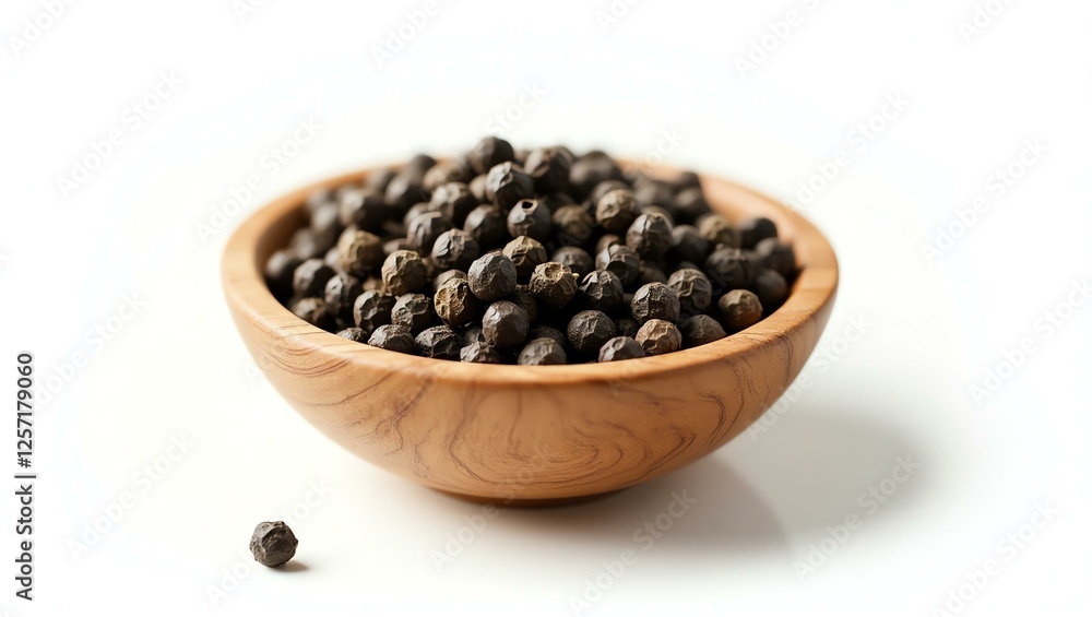 lemon pepper placed in a rustic wooden bowl, isolated on a pure white background with a precise clipping path lemon pepper placed in a rustic wooden bowl, isolated on a pure white background with a precise clipping path