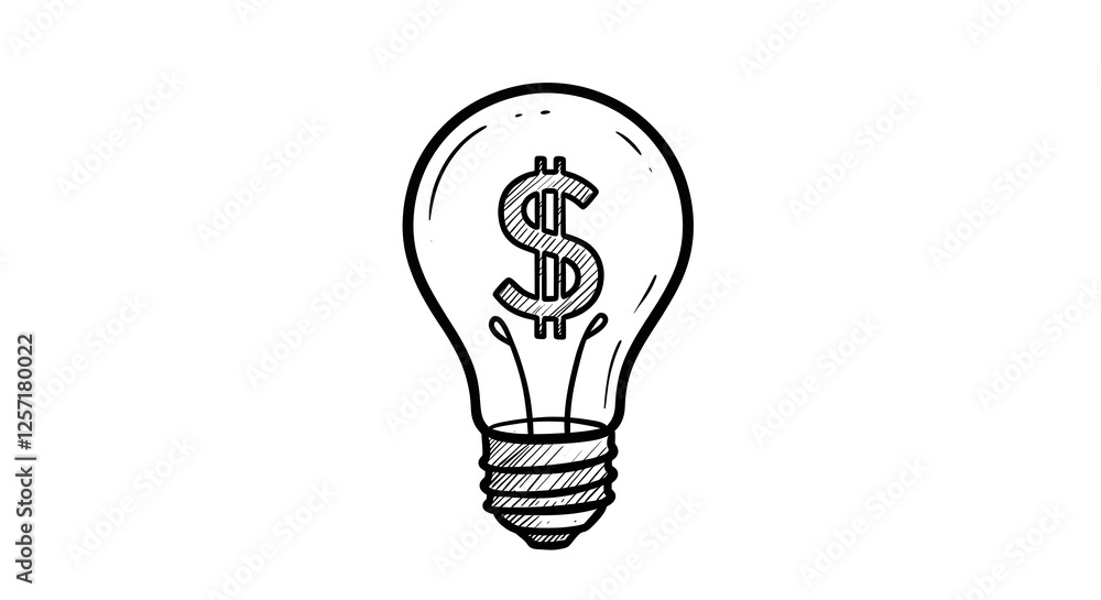 Dollar Sign Inside Light Bulb Sketch Representing Financial Idea Dollar Sign Inside Light Bulb Sketch Representing Financial Idea