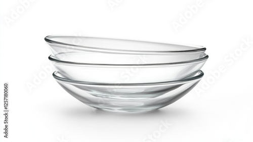 Three Clear Glass Bowls Stacked photo