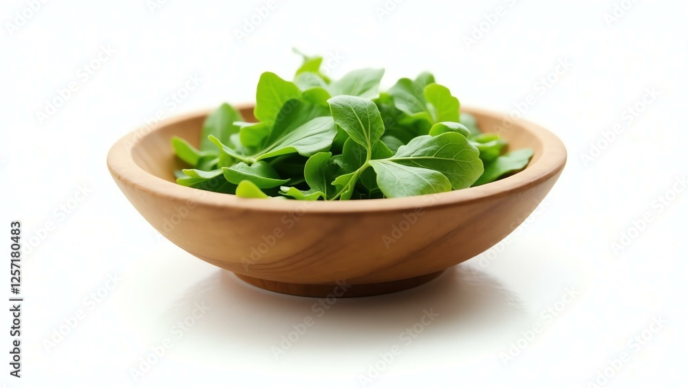 sorrel placed in a rustic wooden bowl, isolated on a pure white background with a precise clipping path sorrel placed in a rustic wooden bowl, isolated on a pure white background with a precise clipping path