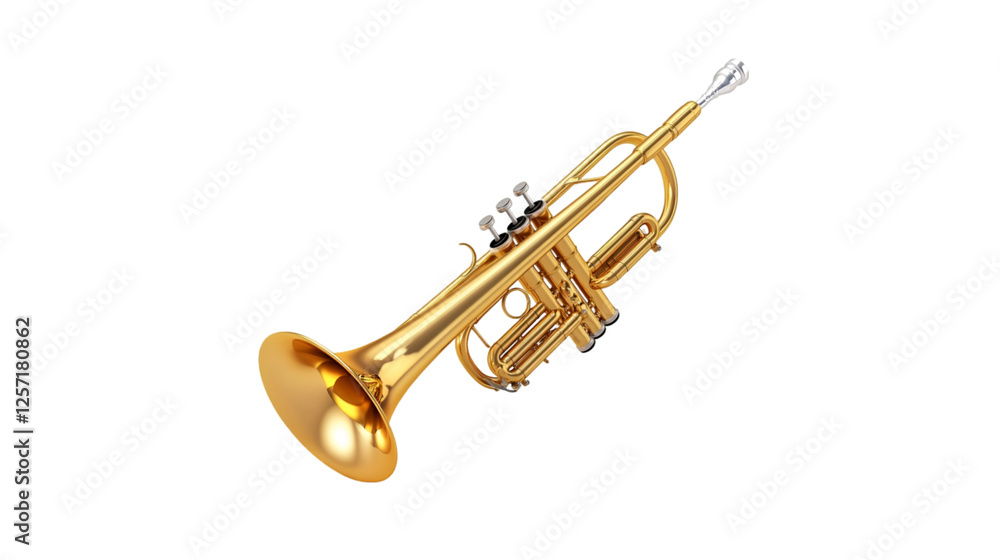 Obraz premium Golden Trumpet Musical Instrument Brass Wind Black Background