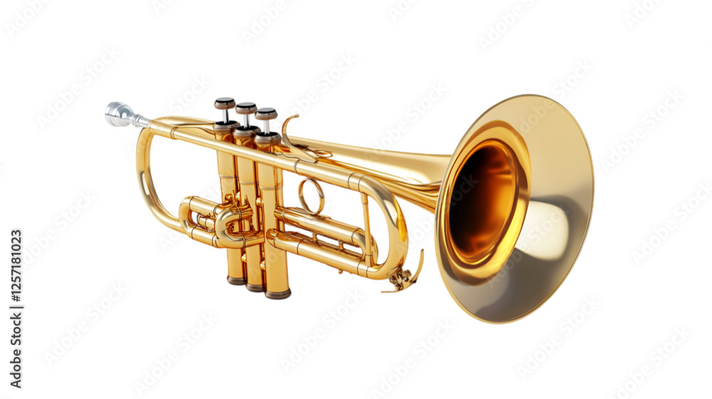 Naklejka premium Golden Trumpet Musical Instrument Brassy Shiny