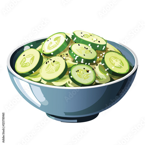 smashed chinese Cucumber Sesame Salad in Glass healthy veg food