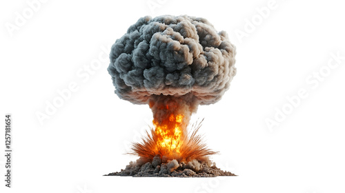 Massive Nuclear Explosion Mushroom Cloud Fireball Destruction