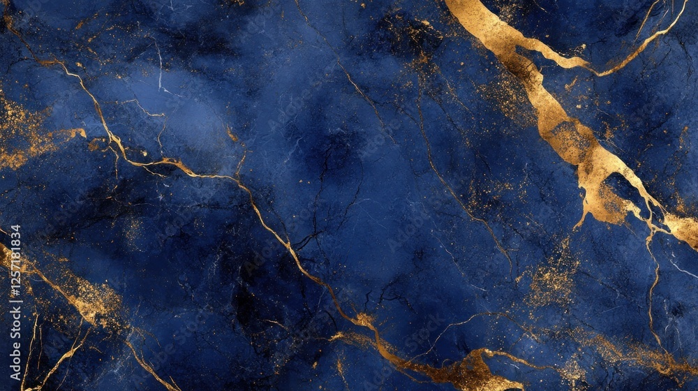 Dark blue stone texture adorned with striking golden veins Dark blue stone texture adorned with striking golden veins